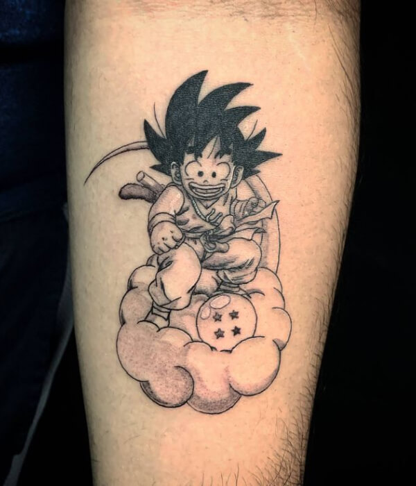 Whimsical Nimbus Scene Goku Tattoo