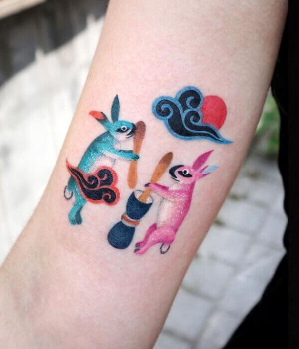 Wonderland Charm Rabbit Tattoo Designs