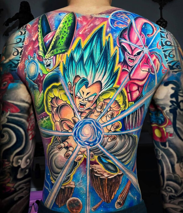 Z Fighters Group Tattoo with Goku, Vegeta, and Others