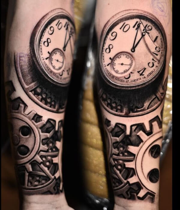 A Watch and Gears Tattoo