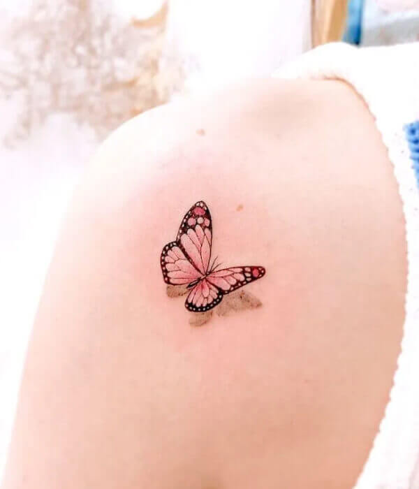 Abstract Butterfly Shoulder Blade Tattoo