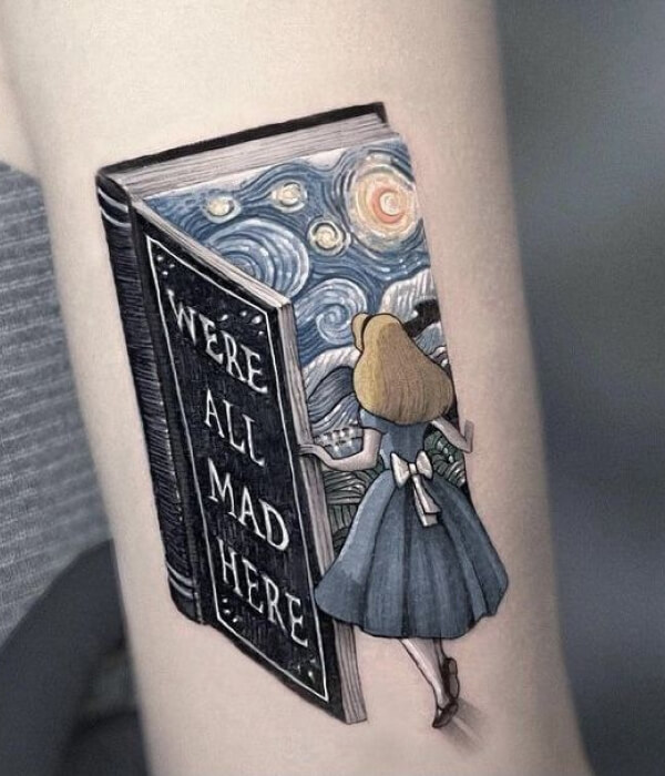Alice Wonderland and Vincent Van Gogh Tattoo