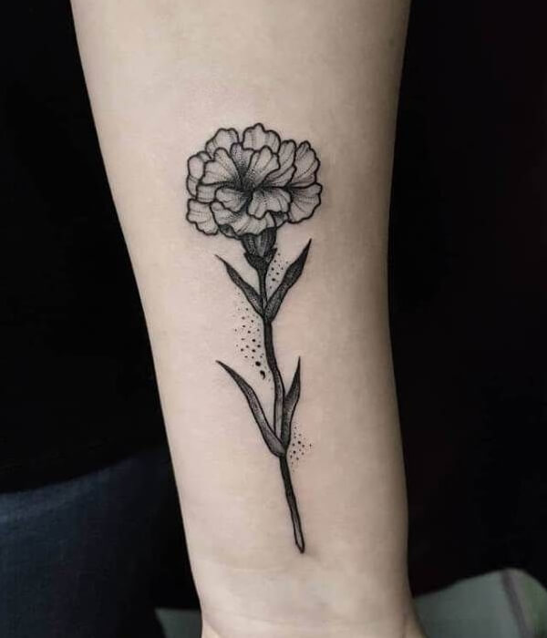 Black and White January Birth Flower Tattoo
