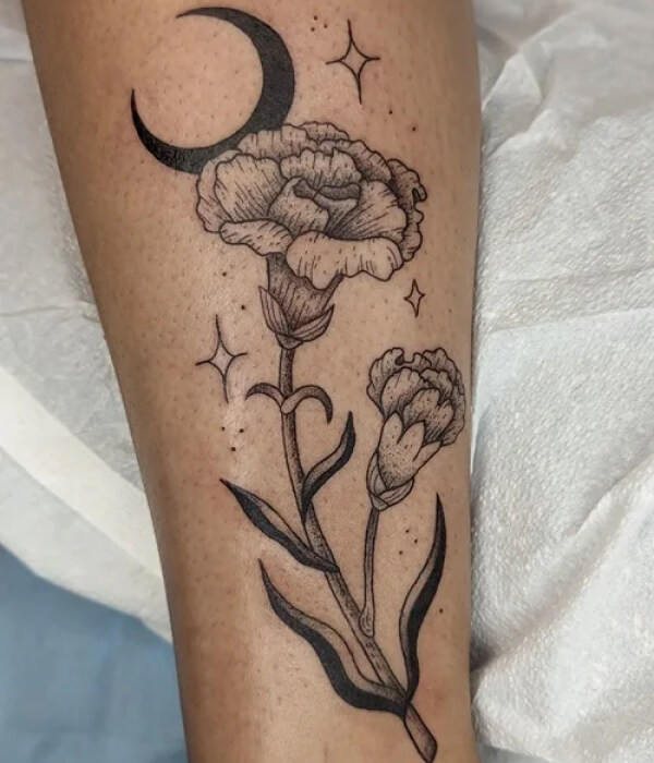 Carnation with Moon and Stars