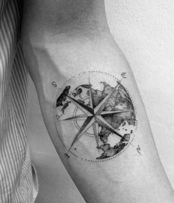 Compass Dot Tattoo On The Arm
