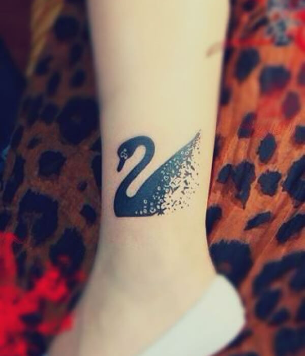 Cygnus Constellation Black Swan Tattoo On The Leg