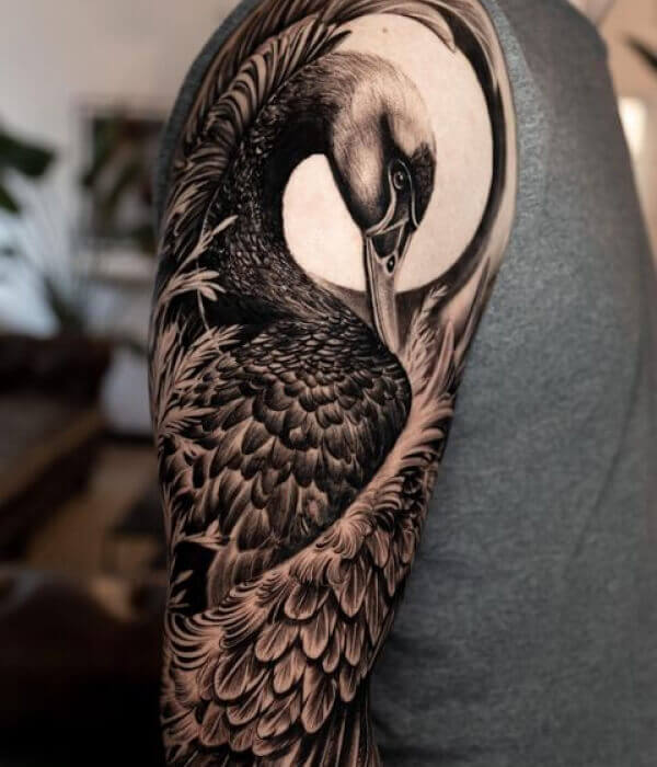 Detailed Swan Tattoo