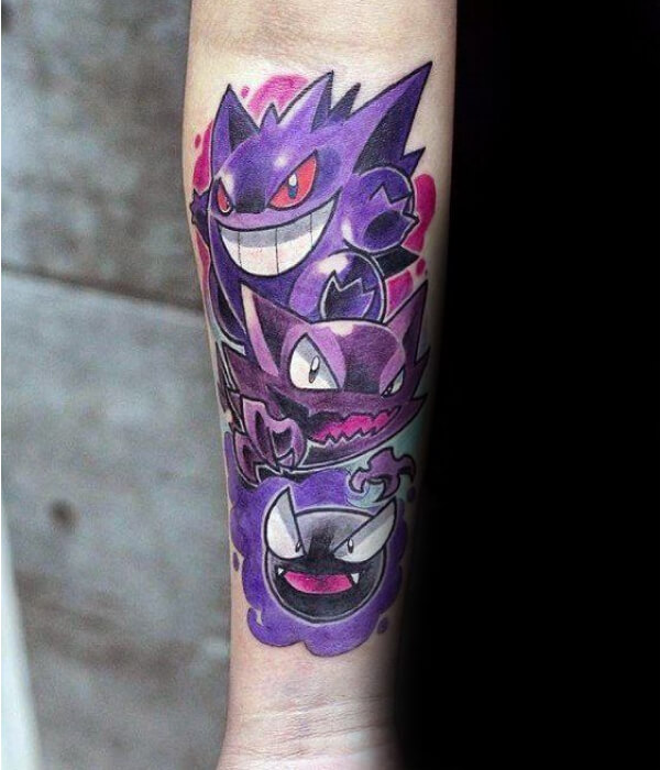 Gengar Pokemon Tattoo On Arm