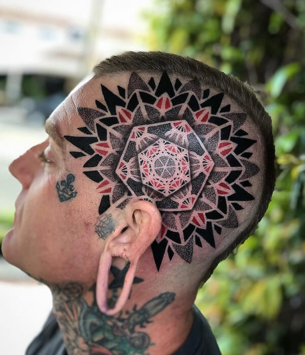 Geometric Scalp Tattoo