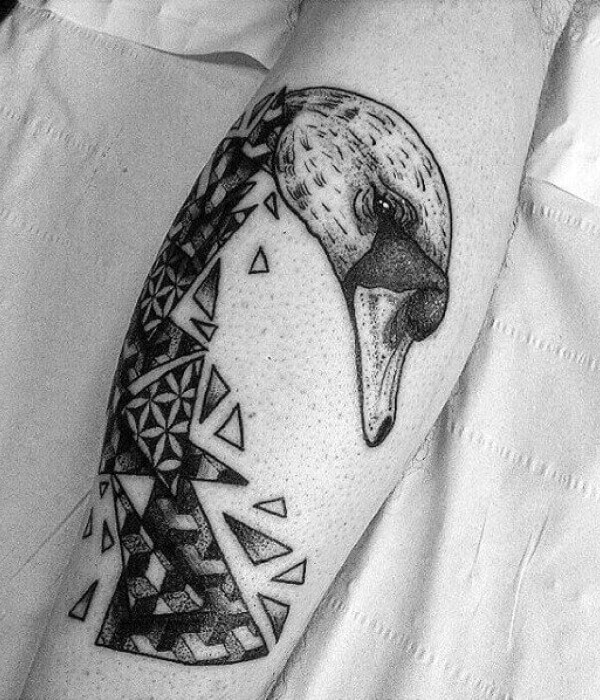 Geometric Swan Tattoo