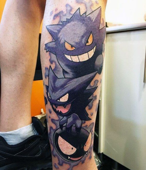 Ghost Pokemon Tattoo On Leg