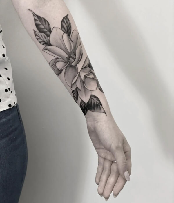 Gray Magnolia Tattoo