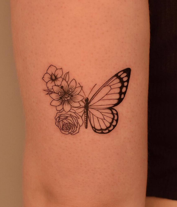 January Birth Flower With Butterfly Tattoo