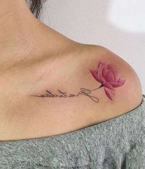 January Birth Flower with Name Tattoo