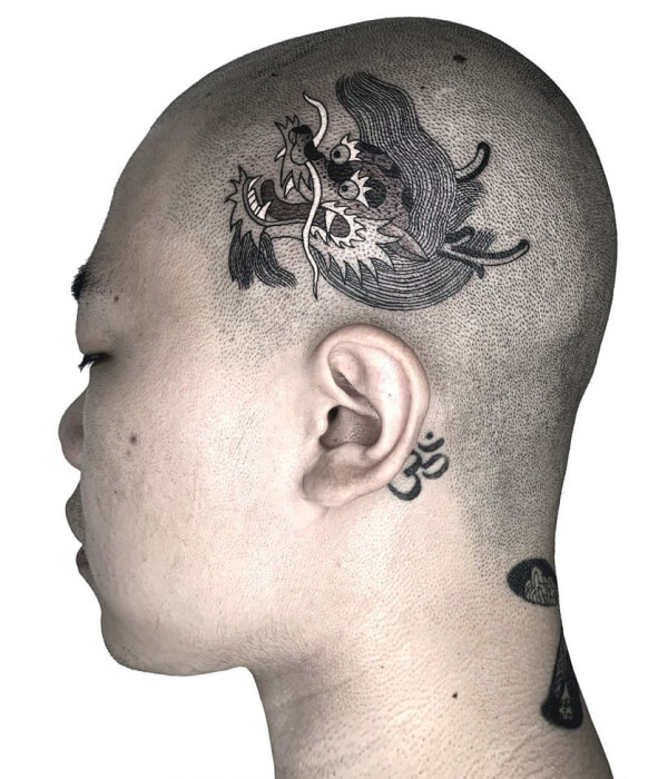 Japanese Dragon Hair Tattoo