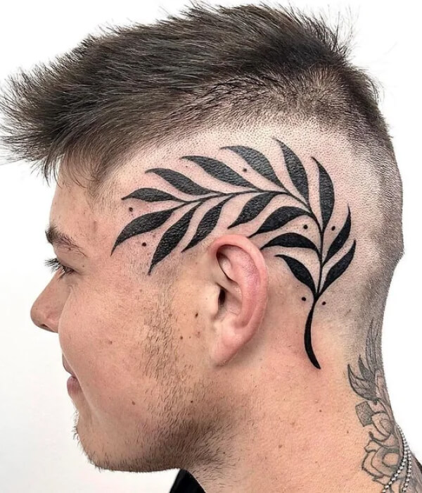 Leaf Pattern Head Tattoo