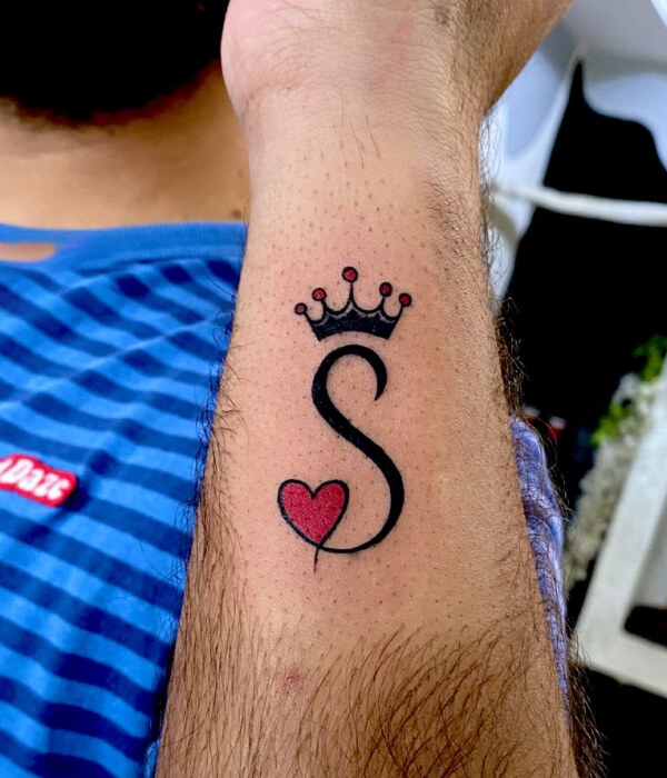 Little Hearts In S Letter Tattoo