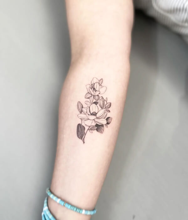 Magnolia Outline Tattoo