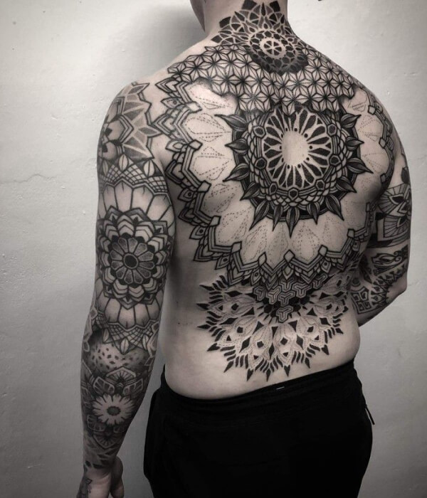 Mandala Dotwork Tattoo On Back