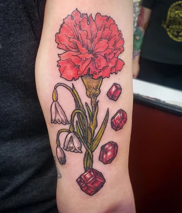 Neo Trad January Birth Flower Tattoo