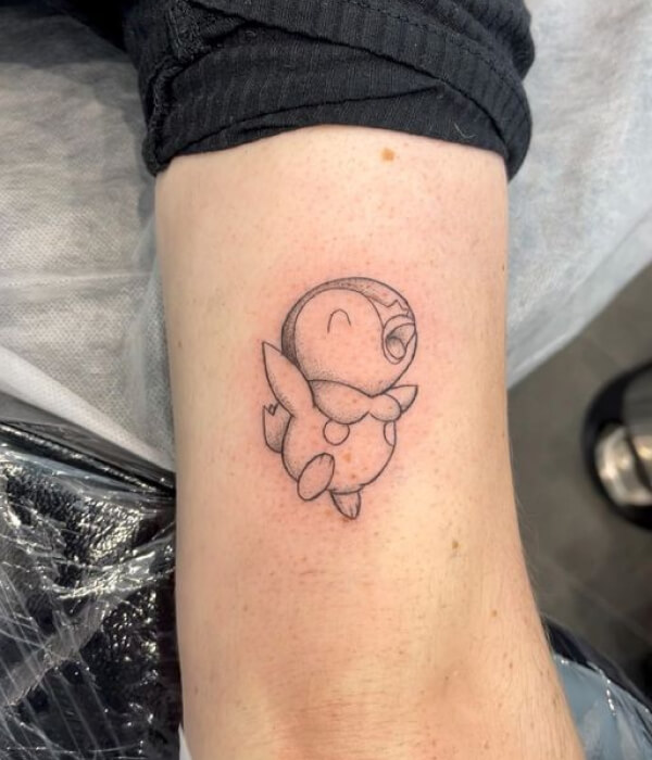 Piplup Tattoo On Upper Arm