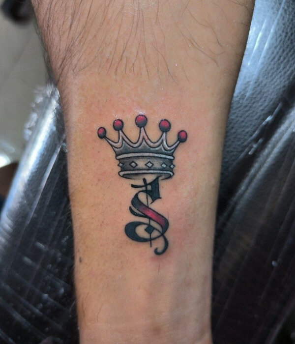 S Letter Tattoo With Crown