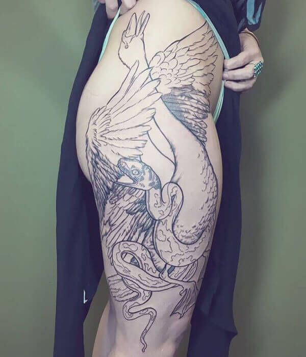 Swan With Snake Tattoo