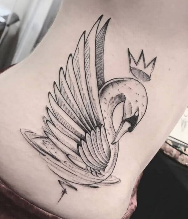 Swan with Crown Tattoo