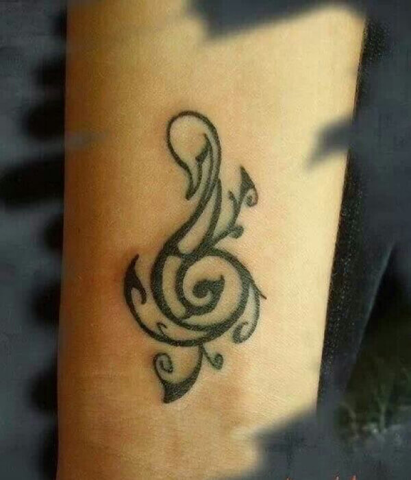 Swan with Music Note Tattoo
