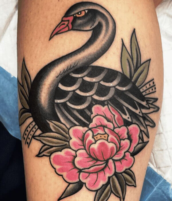 Traditional Black Swan Tattoo