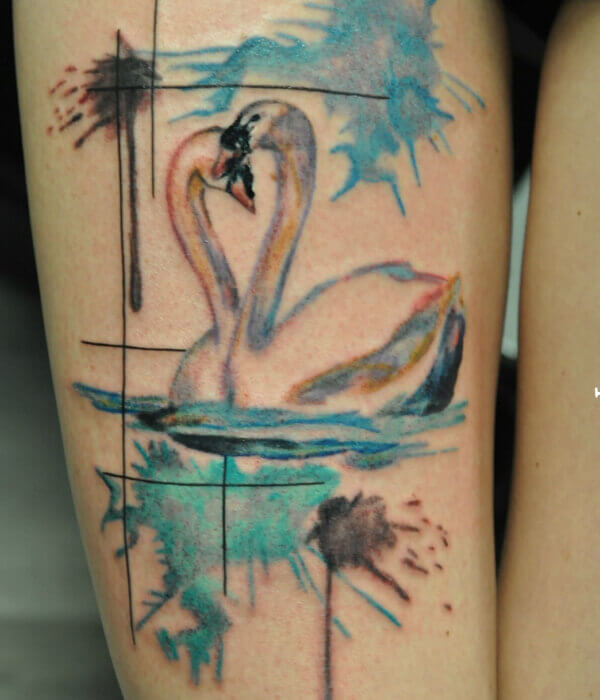 Watercolor Swan Tattoo