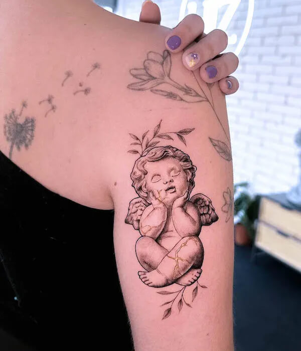 Angel Kintsugi Sleeve Tattoo