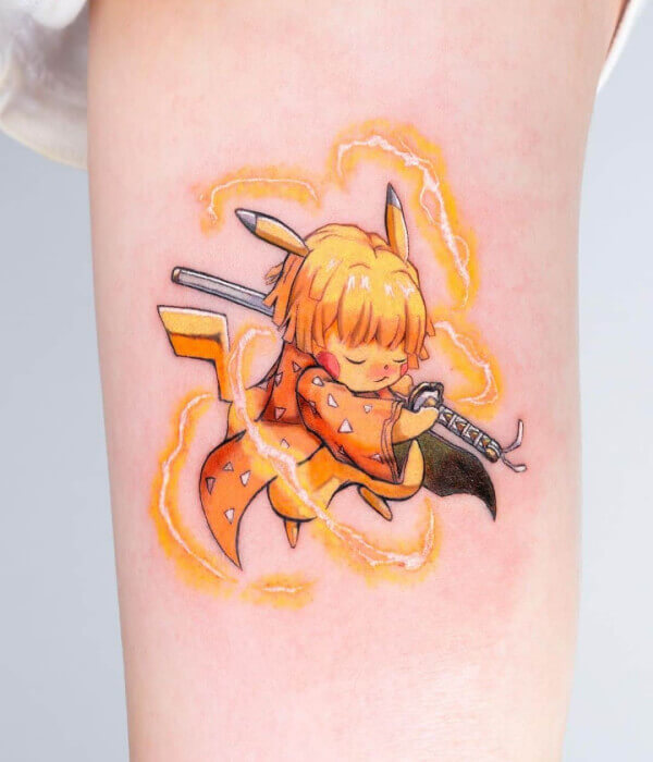 Anime Watercolor Tattoo