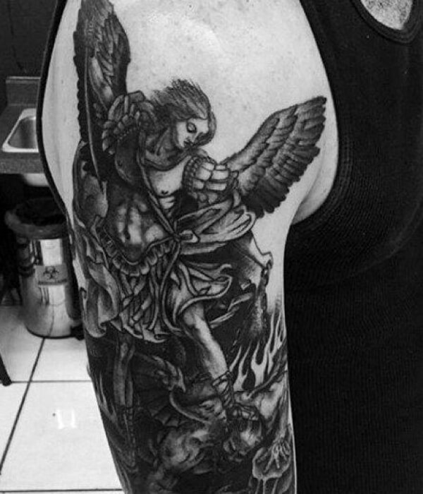 Archangel Tattoo in Black and White