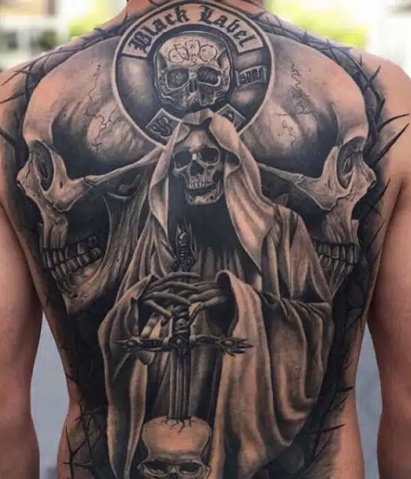 Big Santa Muerte Tattoo Design