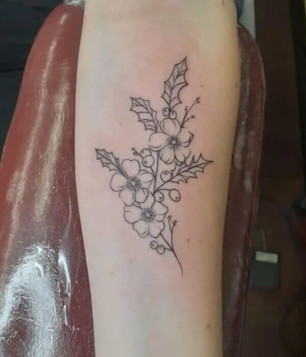 December (Holly): birth flower tattoo ideas for females