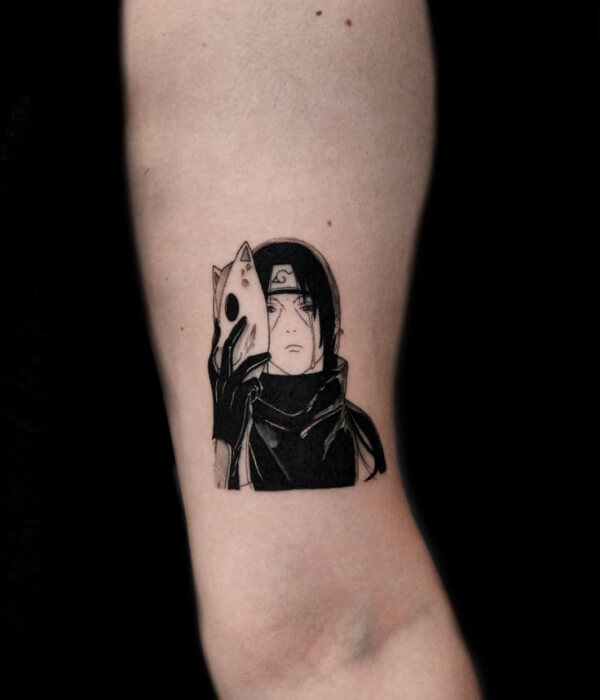 Itachis Cloaked Silhouette Tattoo