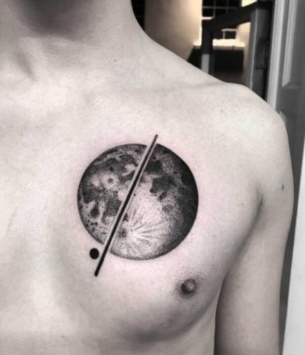 Moon Tattoo on Chest