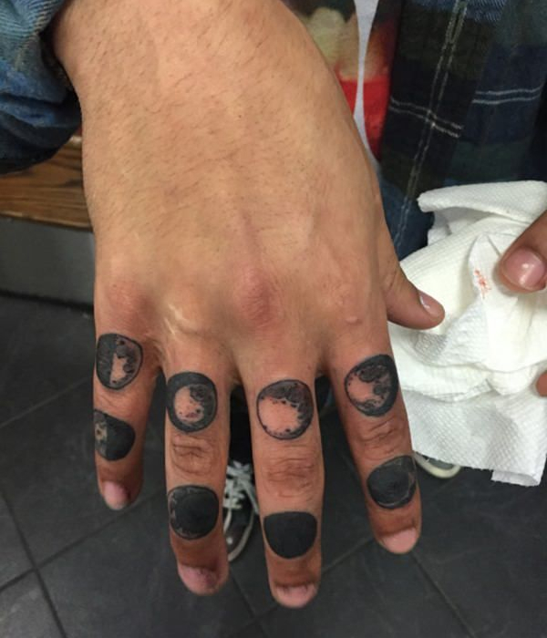 Moon Tattoo on Finger
