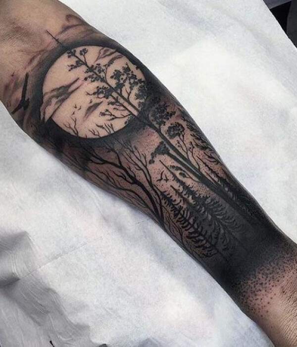 Moon Tattoo on Forearm