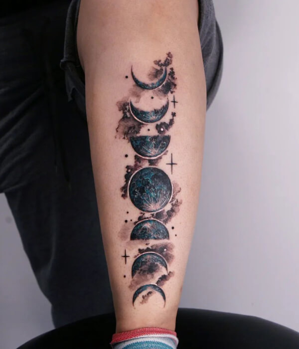 Moon Tattoo on Leg