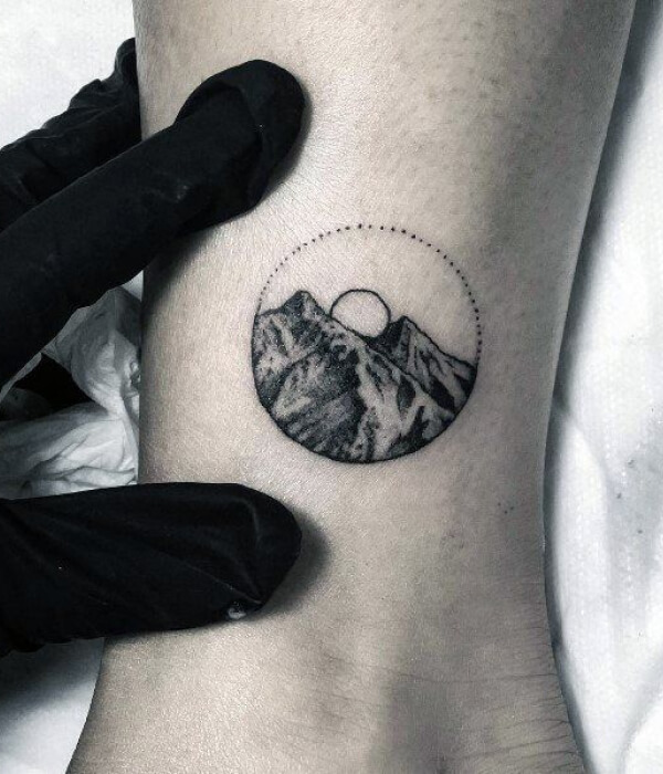 Moon and Mountain Tattoo for Guys