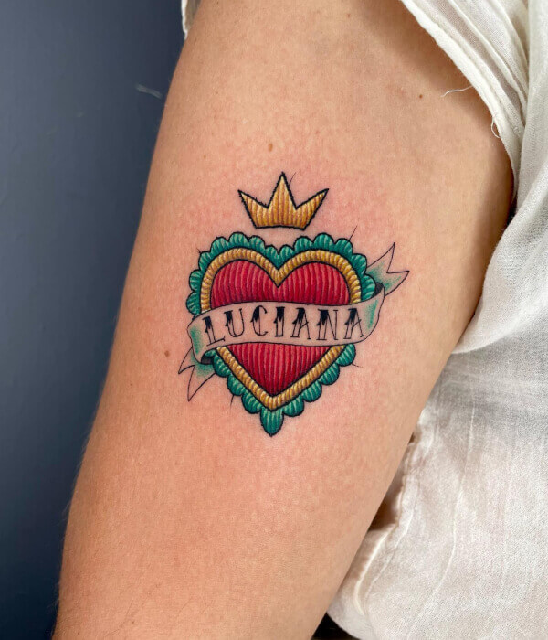Name Initial Embroidery Tattoo