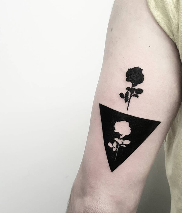 Negative Space Rose Tattoo