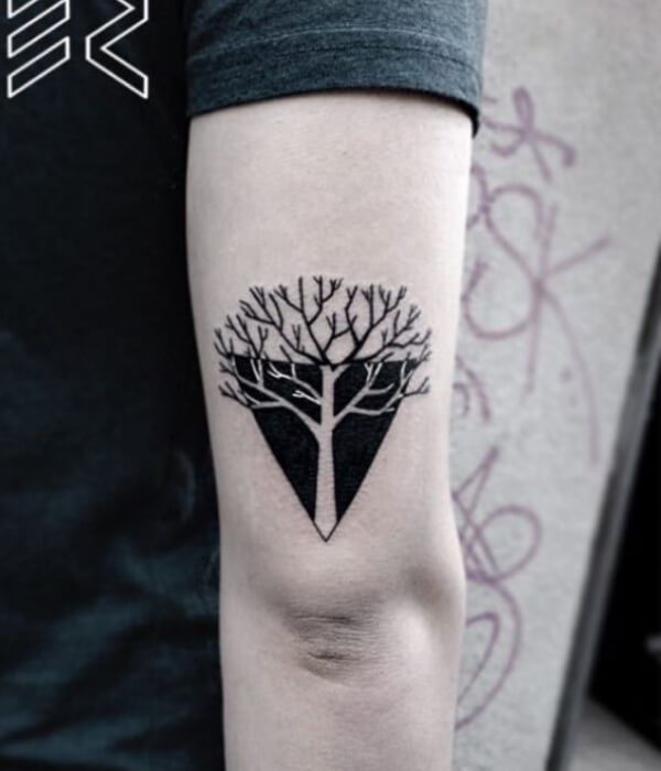 Negative Space Tree Tattoo