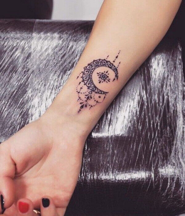Ornamental Cresent Moon Tattoo