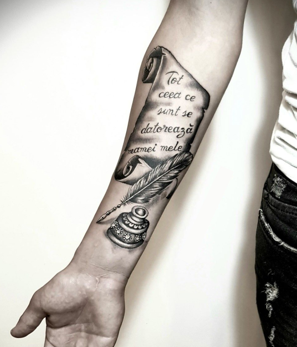 Quote Tattoo on hand for men