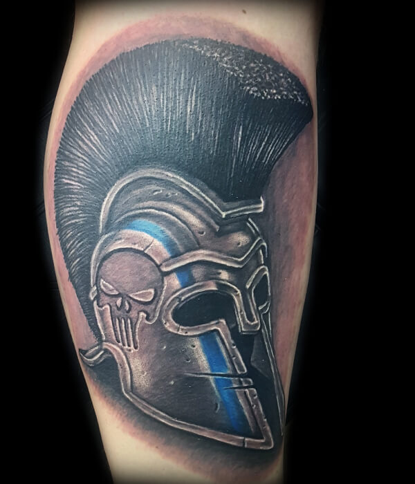 Realistic Spartan Tattoo