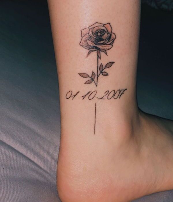 Rose Tattoo With Anniversary date