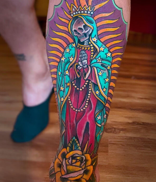 Santa Muerte Tattoos with Flame